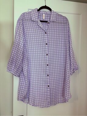 Joe Fresh Light Purple Gingham Button-Up Shirt.